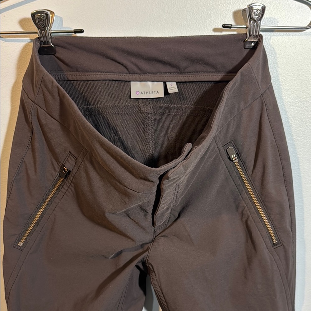 Athleta Wander Charcoal Zippered Pants sz 0